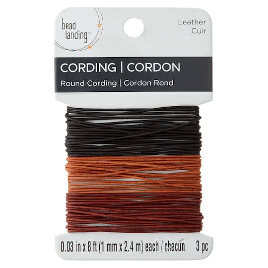 Ebony, Cedar and Mahogany Round Leather Cording By Bead Landing&#x2122;